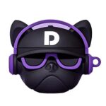 Device Love Apple Airpods  Case Cover  Black Dog with Purple Band