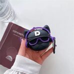 Device Love Apple Airpods  Case Cover  Black Dog with Purple Band - Image 3