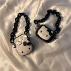 Device Love Apple Airpods  Case Cover Black Kitty with Chain Sling