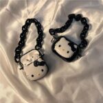 Device Love Apple Airpods  Case Cover Black Kitty with Chain Sling