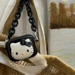 Device Love Apple Airpods  Case Cover Black Kitty with Chain Sling - Image 3