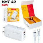 Device Love Signature VMT-40 65W mobile phone charger with a white body and USB-C ports.